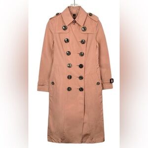 Burberry women Flesh Pink Mulberry Silk Double Breasted Trench Coat size 36